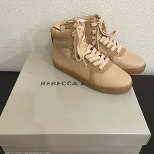 NEW Womens Shoes Lace up Sneakers‎ 6.5 Boots High Top Nude Retro casual academia